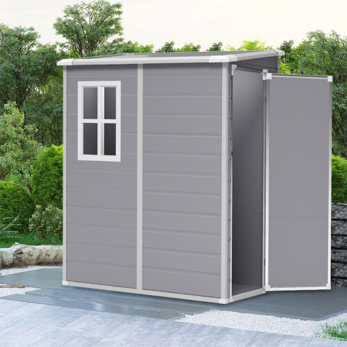 Living And Home 5 x 4ft Plastic Garden Storage Shed with Window High Pitched Roof 1