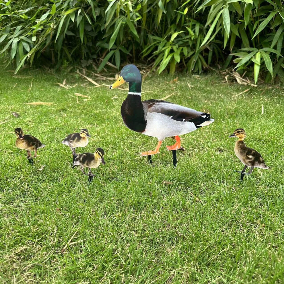 5pcs Duck Garden Statue Animal Garden Pile Flat Garden Floor Plug Mallard Statue Acrylic Duck Garden Art Courtyard, Garden, Lawn Outdoor Sign