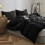 (DOUBLE (200 X 200)CM) Plain Dyed Duvet Cover Quilt Black Bedding Sets 6