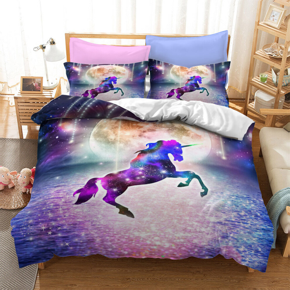 (Style 19, King (220X240CM)/3PCS) Unicorn Bedding Single Double King Duvet Cover UK