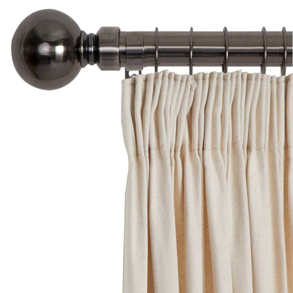 Imperial Rooms (160-300 Cm (63" - 118" In), Nickel) Metal Curtain Pole Finials Rings Rod Fittings Black