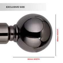 (120-210 cm (48" - 83" In), Black Nickel) Metal Curtain Pole Finials Rings Rod Fittings