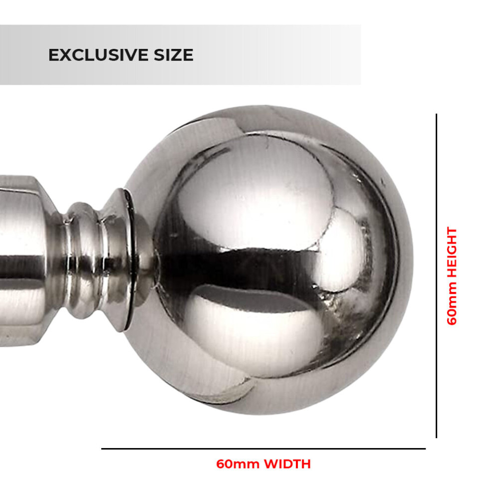 Imperial Rooms (120-210 Cm (48" - 83" In), Brushed ) Metal Curtain Pole Finials Rings Rod Fittings Silver