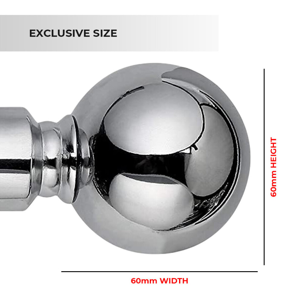 (120-210 cm (48" - 83" In), Chrome) Metal Curtain Pole Finials Rings Rod Fittings-image-OPC-PBXSZTF-NEW