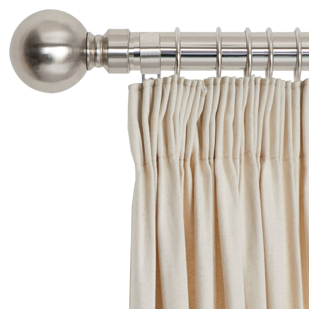 (160-300 cm (63" - 118" In), Brushed Silver) Metal Curtain Pole Finials Rings Rod Fittings