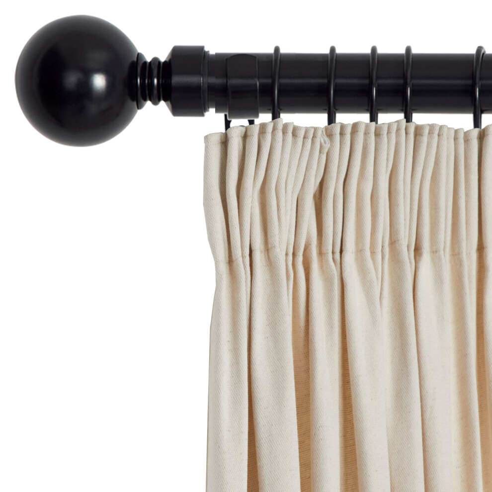 (120-210 cm (48" - 83" In), Matte Black) Metal Curtain Pole Finials Rings Rod Fittings