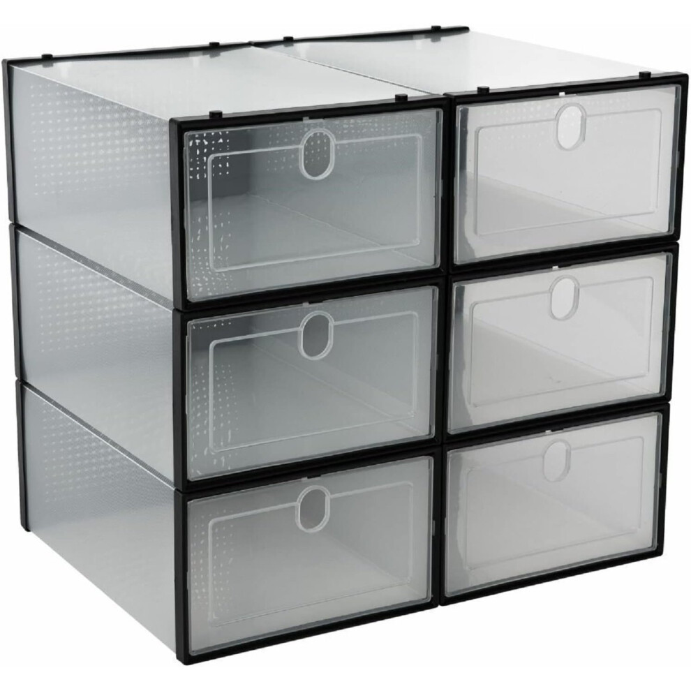 6pcs Shoe Boxes Foldable Shoe Organiser Plastic Shoe Storage Box