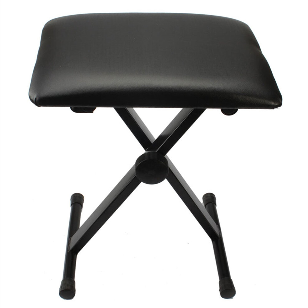 Adjustable Folding Keyboard Piano Bench Stool Padded Seat Black