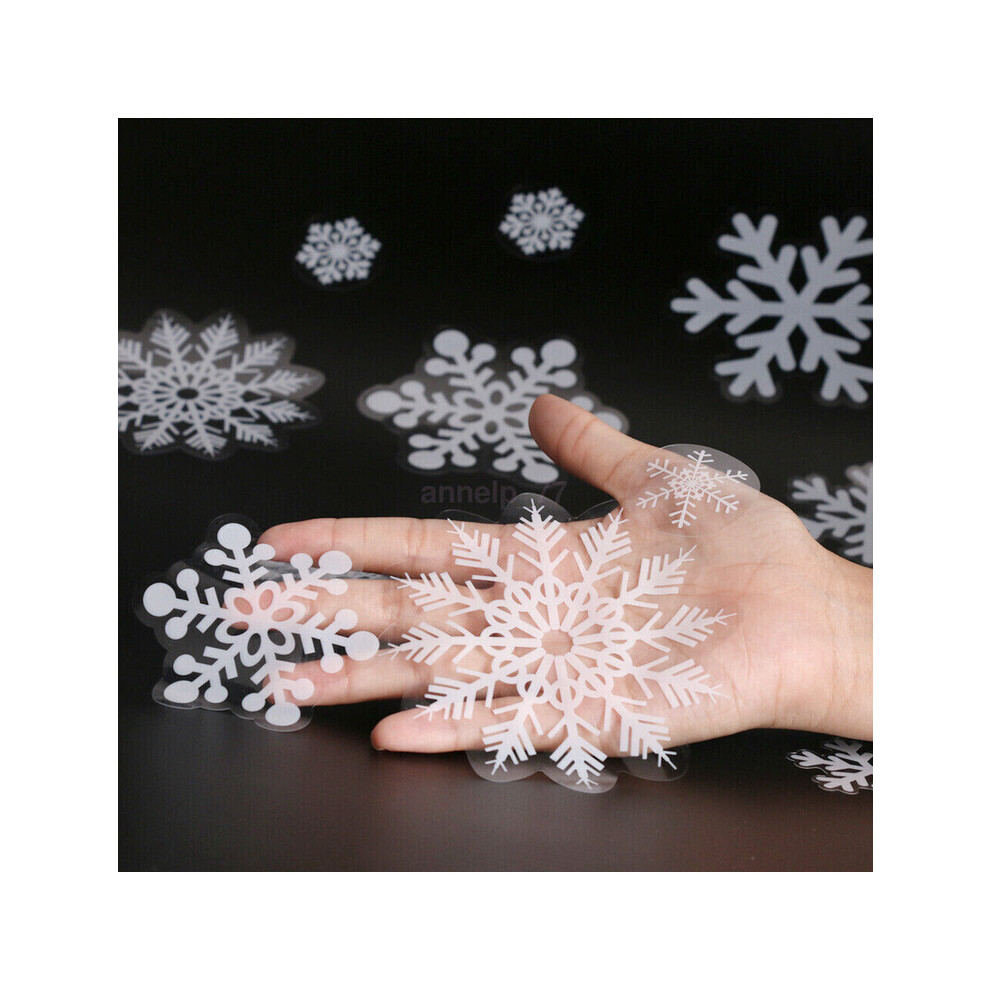 Newjass 93Pcs Reusable Christmas Window Snowflakes Stickers Clings Decorations