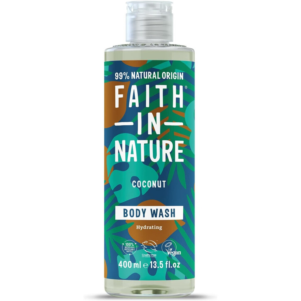 Faith In Nature Natural Coconut Body Wash, Hydrating, Vegan and Cruelty Free, No SLS or Parabens, 400 ml