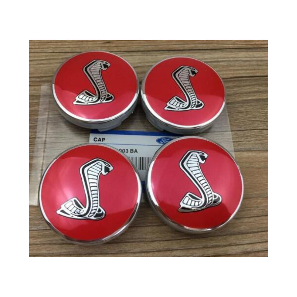 4Pcs 54Mm Cobra Shelby Wheel Center Caps Hub Caps For Ford Red/Silver 5601103437899