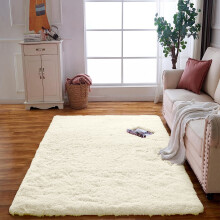 (Cream, 120cm x 170cm (4ft x 5ft 8")) Large Non Slip Rugs Soft Shaggy Fluffy Runner Rug & Bath Door Mats