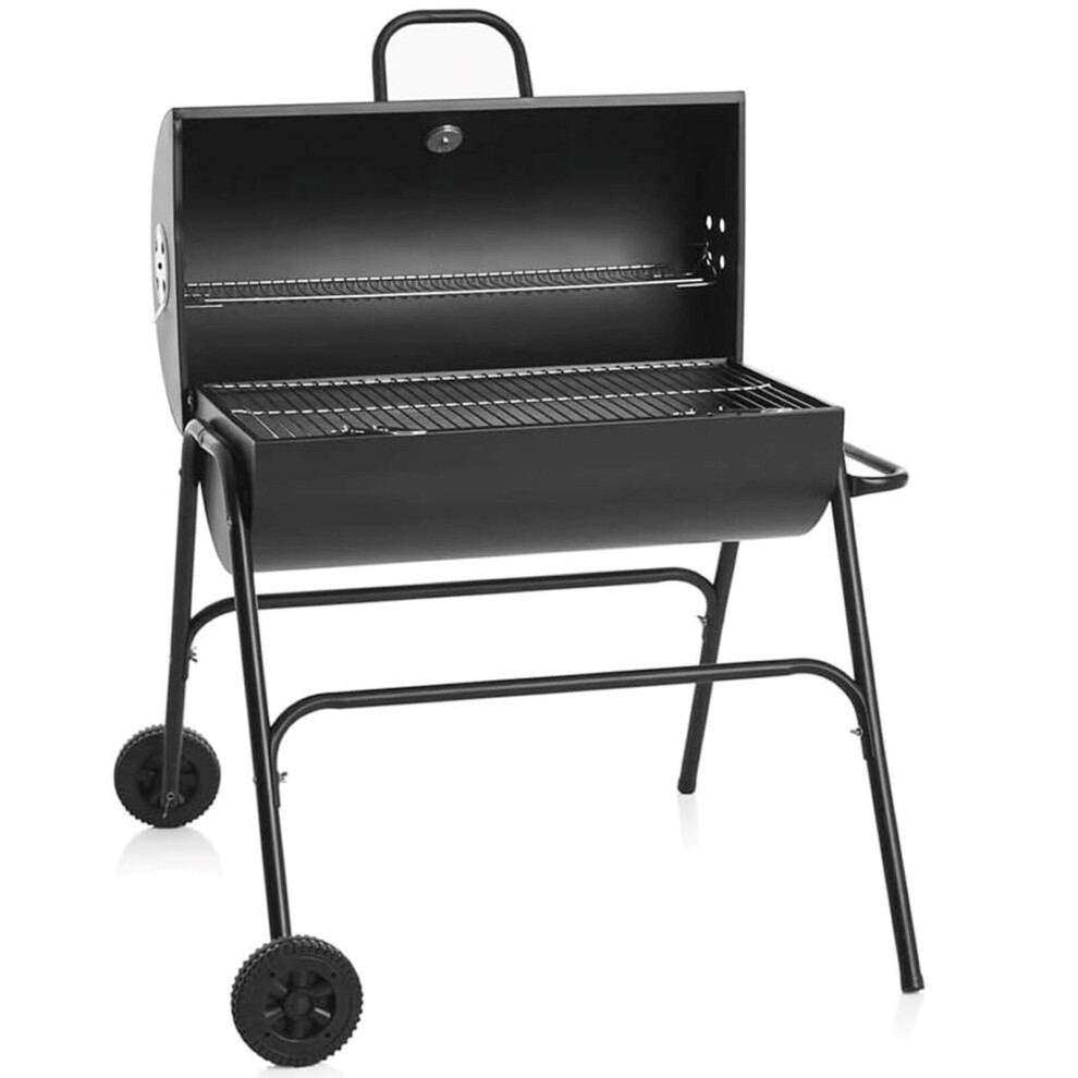 Large Oil Drum Charcoal BBQ Grill Barbecue With Warming Rack