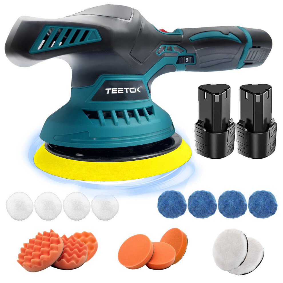 6'' Cordless Car Polisher Buffer Sander Polishing Machine+2 Battery