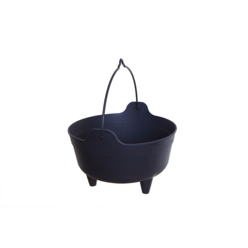 4 Black Plastic Cauldron Planters With Handle Small Round Pot 26cm 1