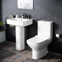 Nes Home Cyan Rimless Toilet with 560 mm Full Pedestal Square Basin
