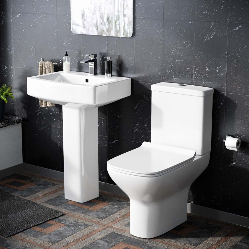 Nes Home Rimless Toilet With 560 Mm Full Pedestal Square Basin Cyan