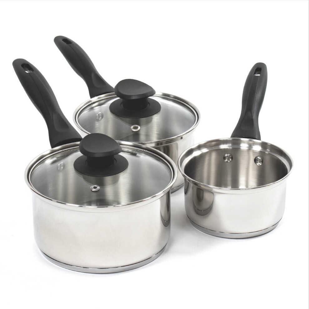 Blackmoor Stainless Steel Saucepan Set / Glass Lids / All Hob Types Including Induction