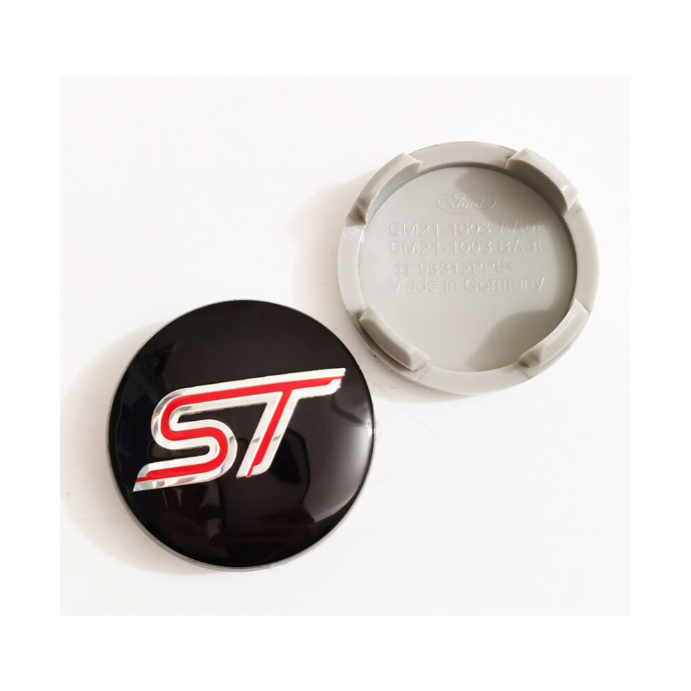 4pcs Ford ST Black Alloy Wheel Centre Hub Caps 54mm Badges Logo