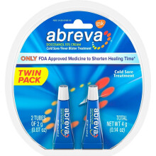 ABREVA Cold Sore Treatment TWIN PACK Fever Blisters .14 oz / 4g