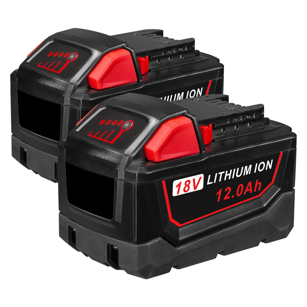 2Packs 12.0Ah Replace for Milwaukee 18V Battery Compatible with Milwaukee 18 Volt M18 48-11-1820 48-11-1812 48-11-1850 48-11-1828 Cordless Power Tools