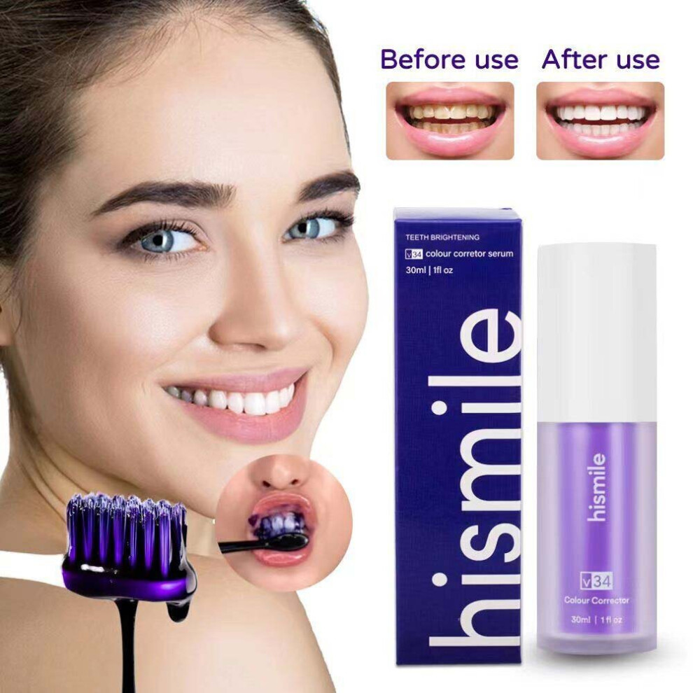 New V34 Colour Corrector, Teeth Whitening, Tooth Stain Removal 30Ml Purple