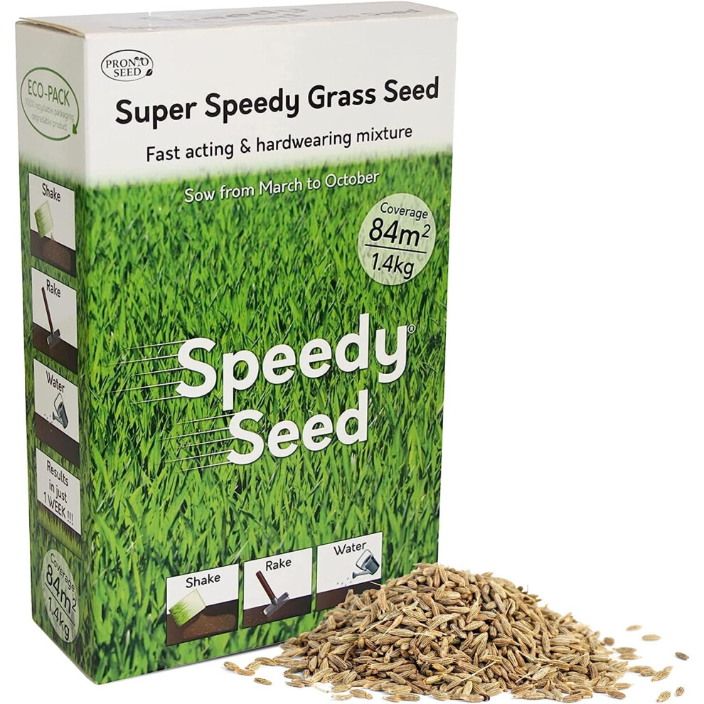 Grass Seed - 1.4KG Premium Quality 84 m2 Coverage for Overseeding Fast Growing and Hard Wearing Grass Seeds  Tailored to UK Climate - Defra Approved