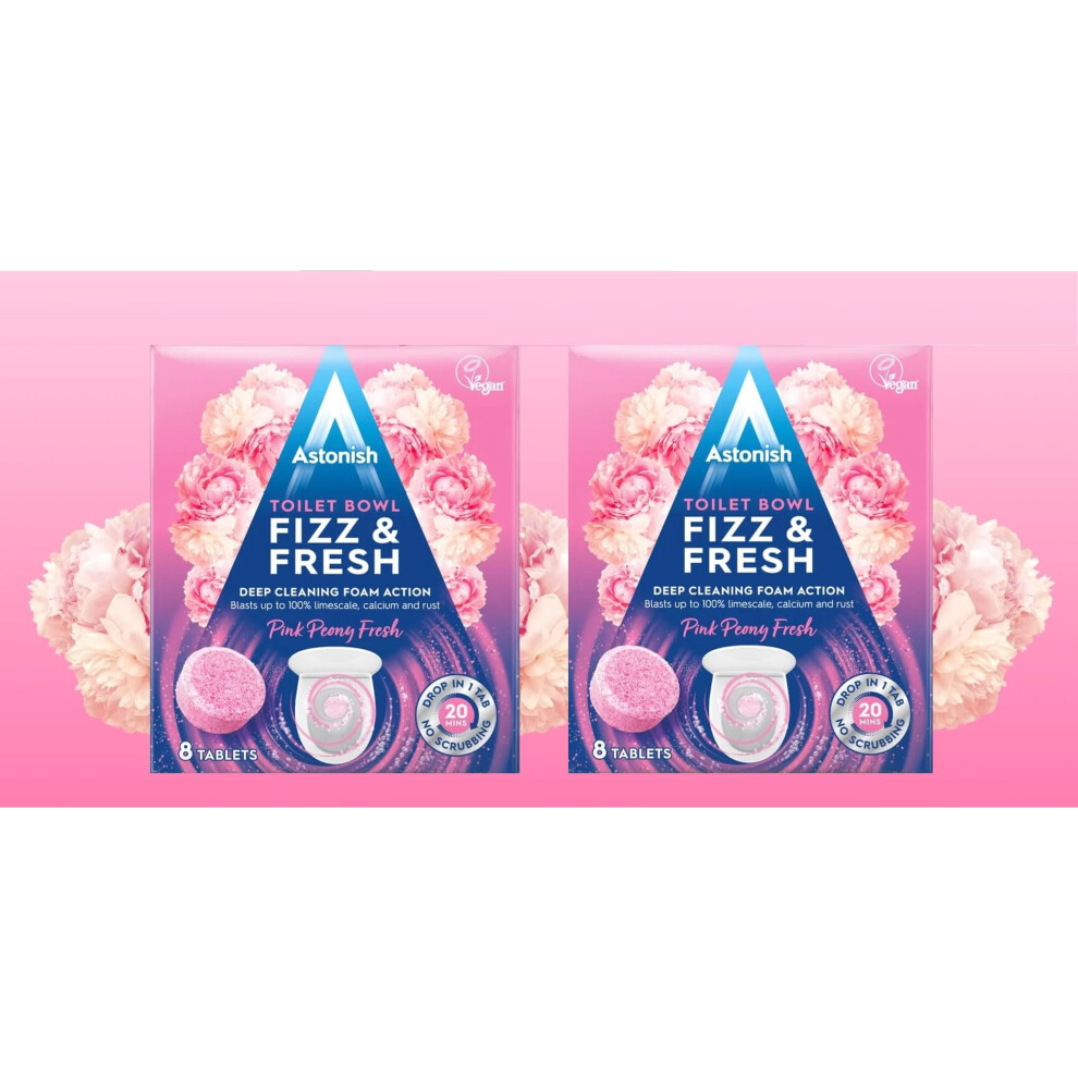 Astonish 16 Toilet Bowl Cleaner Tablets Fizz Fresh Foaming Peony Pink