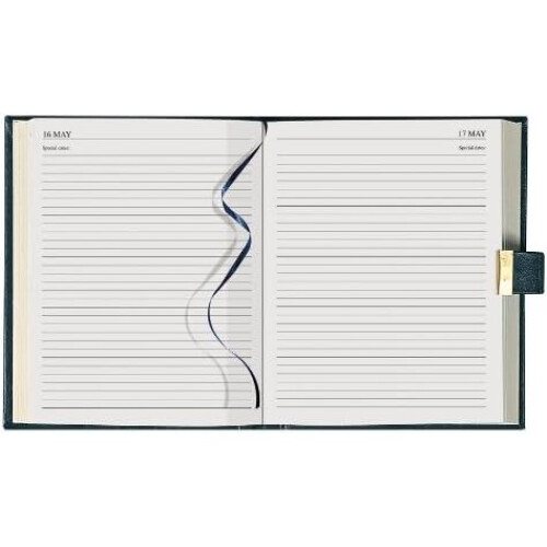 Collins 5 Year Undated Lockable Hardback Leathergrain Desk Diary Black 1