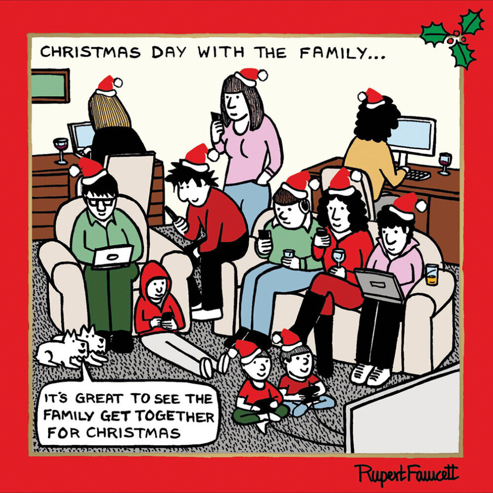 Woodmansterne Box Of 6 Family At Christmas Luxury Foiled Christmas Cards Xmas Card Boxes