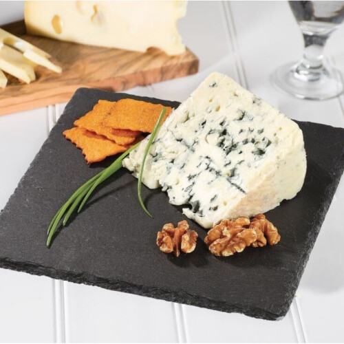 Food Food Kitchen Square Slate Plate Grey Serving Cheese, Charcuterie, Sushi, Appetizers, and More, 20x20 cm