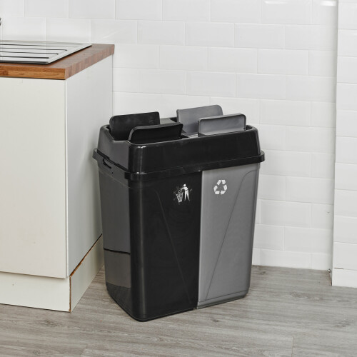 URBN Living (100L Black/Grey) 40L/60L/100L Duo Kitchen Bin Waste Base Connectors 2