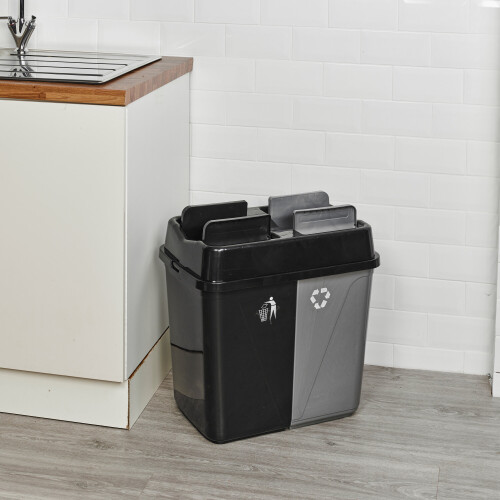 URBN Living (60L Black/Grey) 40L/60L/100L Duo Kitchen Bin Waste Base Connectors 2