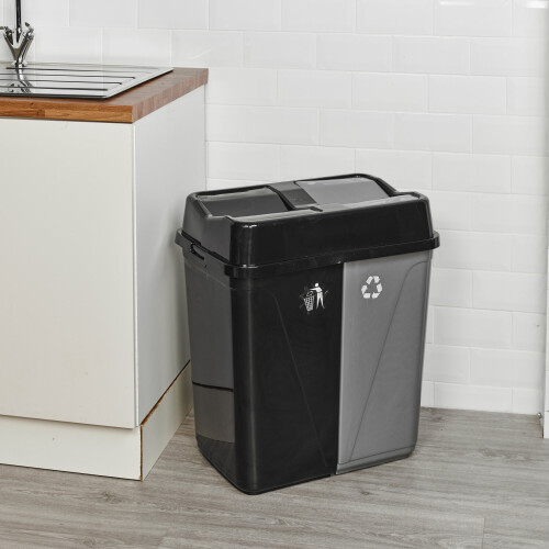 URBN Living (100L Black/Grey) 40L/60L/100L Duo Kitchen Bin Waste Base Connectors 1