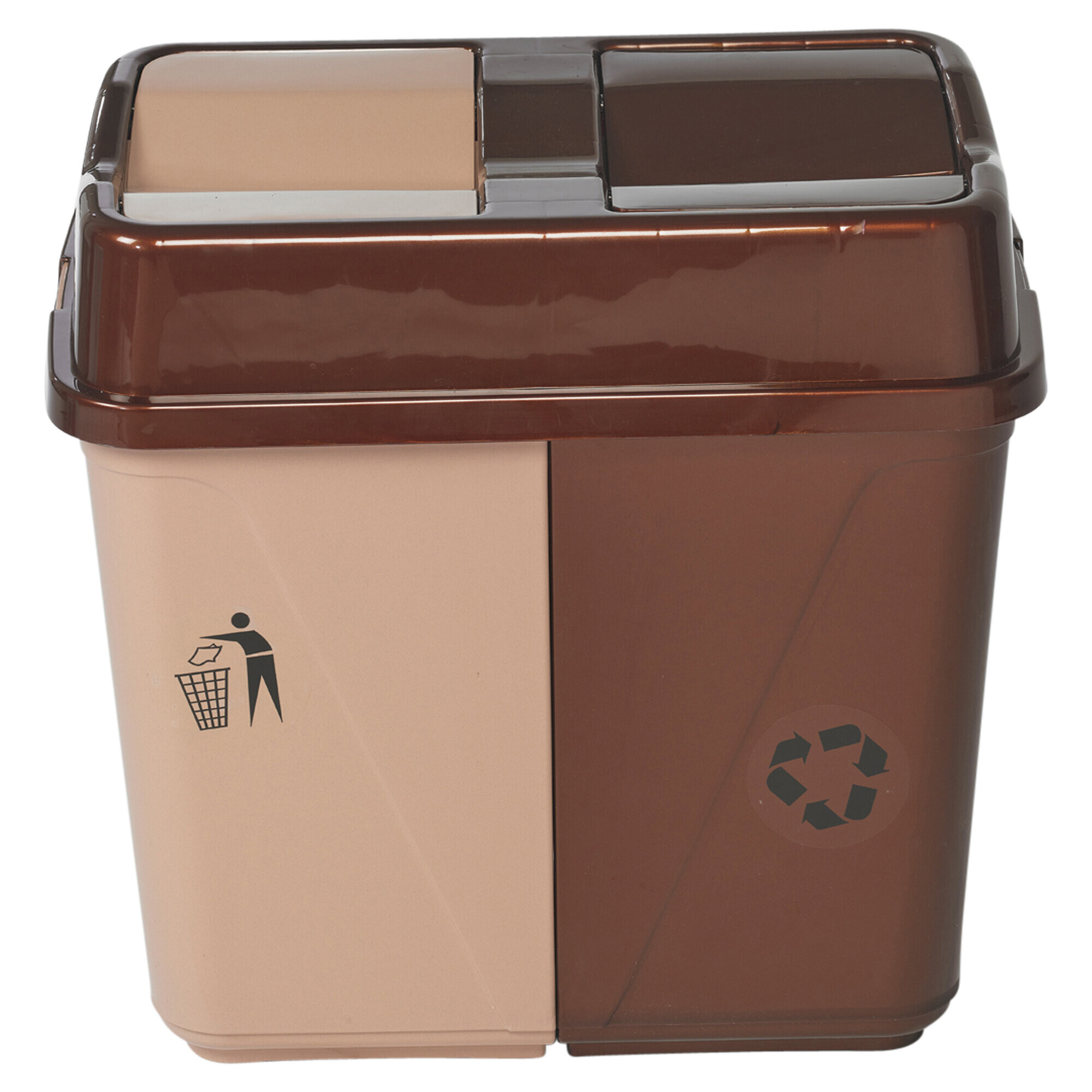 (40L Brown/Beige) 40L/60L/100L Duo Kitchen Bin Waste Base Connectors on