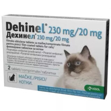 Internal antiparasitic for cats Dehinel, 230 mg/20 mg, 2 film-tablets