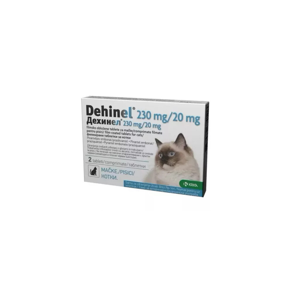 Internal antiparasitic for cats Dehinel, 230 mg/20 mg, 2 film-tablets