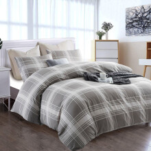(Check) Reversible Duvet Quilt Cover Printed Double Bedding Set