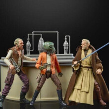 Star Wars The Power Of The Force Cantina Dr. Evazan, Ponda Baba & Obi-Wan Kenobi Playset Figures(The Black Series)