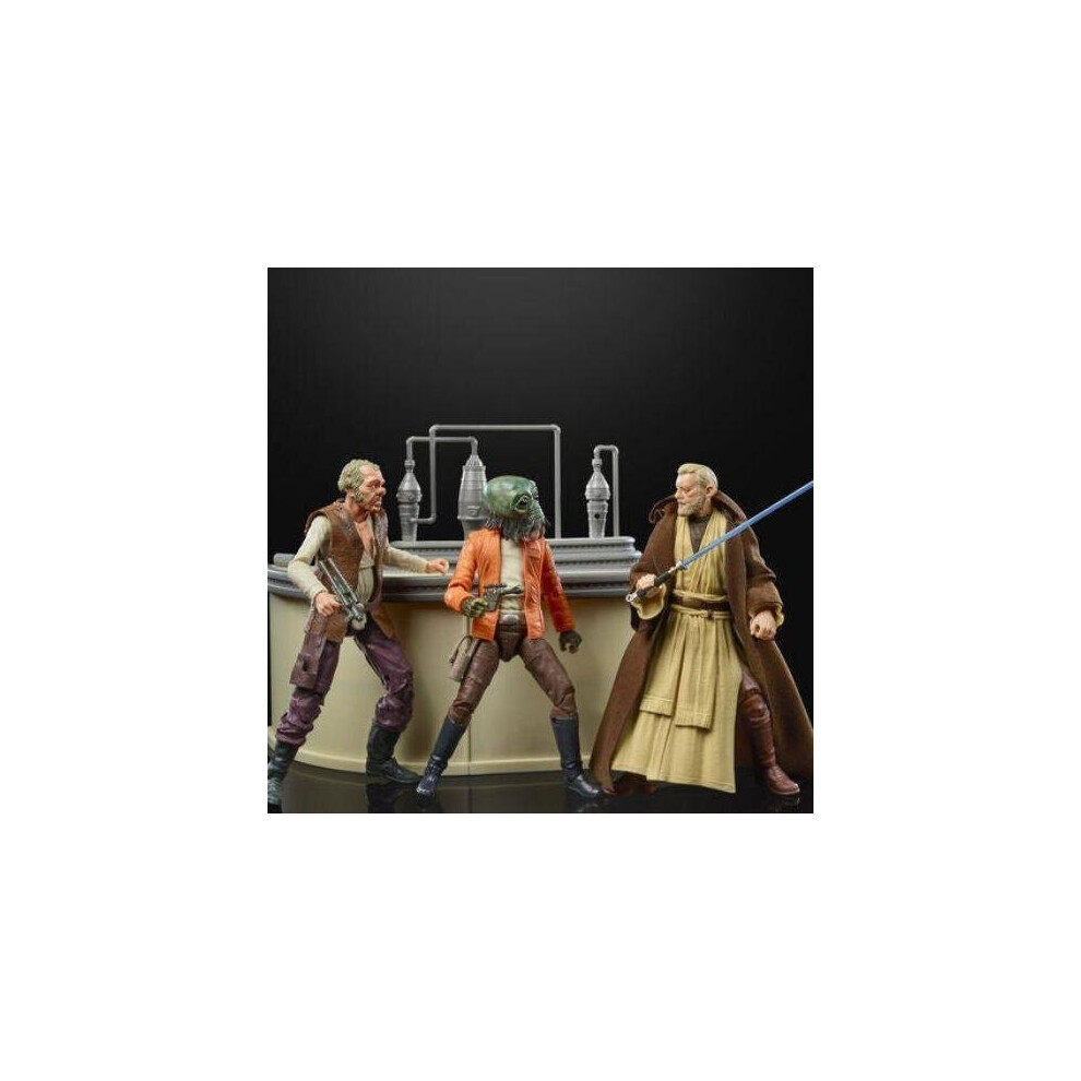 Hasbro Star Wars The Power Of The Force Cantina Dr. Evazan, Ponda Baba & Obi-Wan Kenobi Playset Figures(The Black Series)
