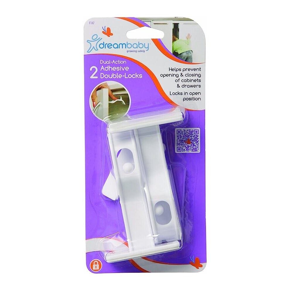 Dreambaby Dual Action Adhesive Double Locks White (2 In A Pack)
