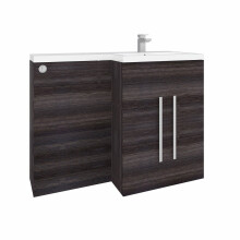 Aquariss 1100mm L Shape Right Hand Combination Vanity Unit Furniture Storage Grey Sink Unit & BTW Toilet Unit - Flat Packed