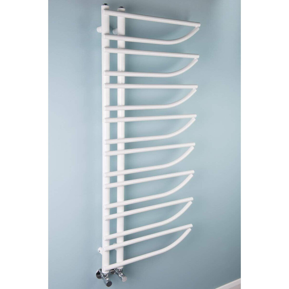 (White) WarmeHaus Designer Bathroom Heated Towel Rail Warmer Radiator Central Heating 1250x500mm White