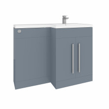 Aquariss 1100mm L Shape Right Hand Combination Vanity Unit Furniture Storage Gloss Grey Painting Sink Unit & BTW Toilet Unit - Flat Packed