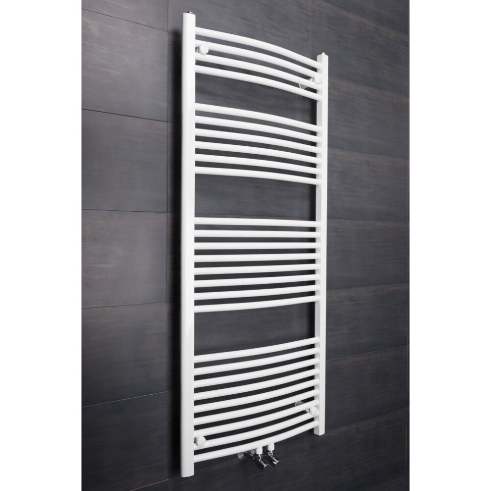 (Curved, 1450x600mm) WarmeHaus Heated Towel Rail Bathroom Ladder Radiators White