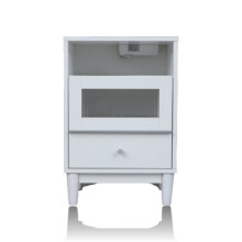 [Tlily] Nightstand with Charging Station Bedside Tables Cabinet with Glass Decor Door