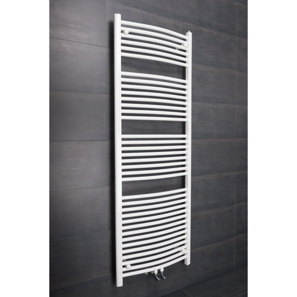 (Curved, 1700x600mm) WarmeHaus Heated Towel Rail Bathroom Ladder Radiators White