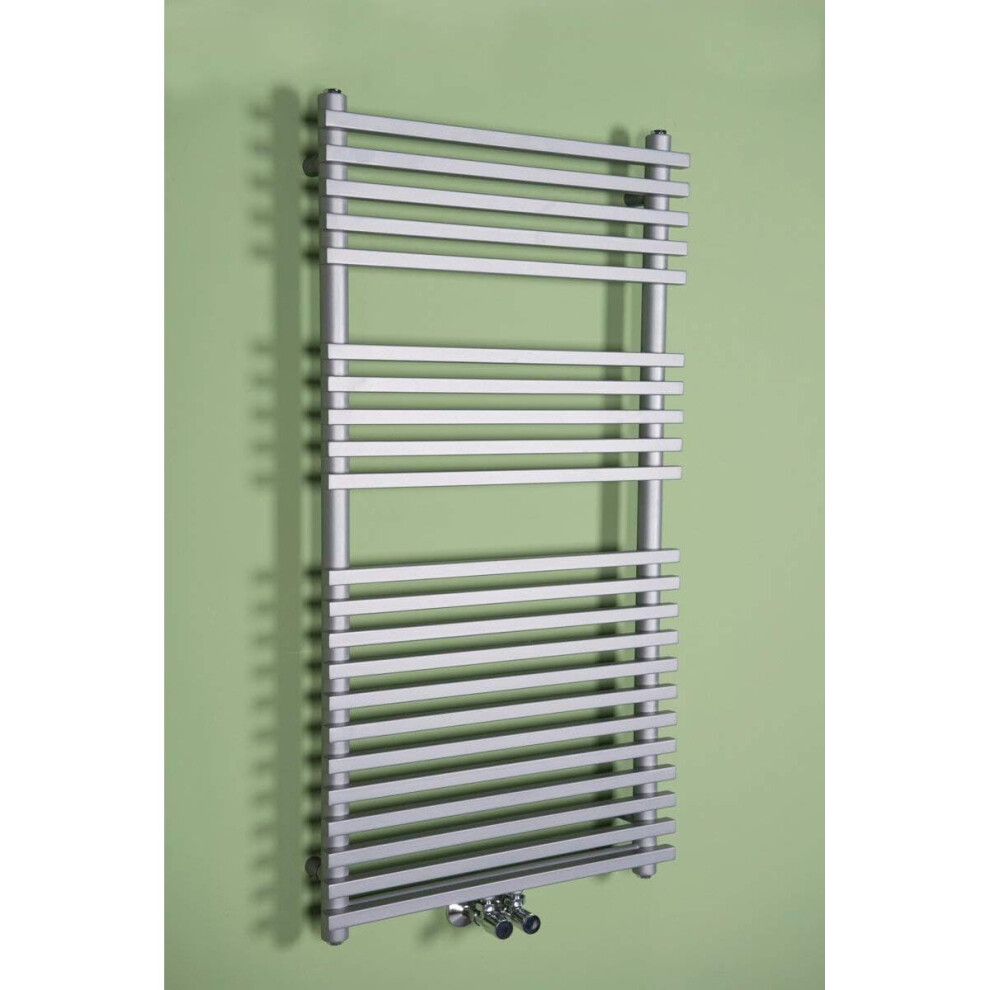 (Silver, 1200x500mm) WarmeHaus Bathroom Heated Towel Rail Warmer Ladder Radiator Central Heating