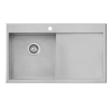 Aquariss Single Bowl Stainless Steel Inset Kitchen Sink Right Hand Drainer 860x510mm