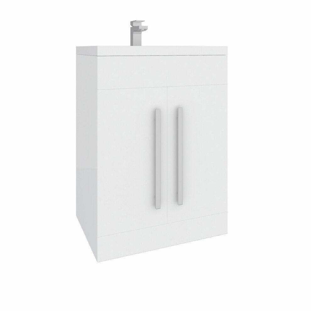 Aquariss 600mm Floor Standing Vanity Unit with Basin Sink Cabinet Unit Bathroom Storage Units White Painting Flat Pack